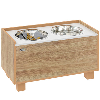 Comedero elevado para perros PawHut con comedero lento extraíble de roble