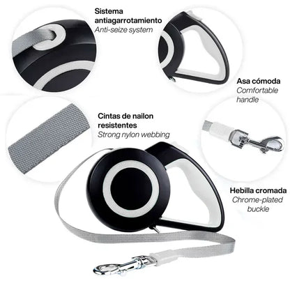 Correa Extensible 3mts con Función Retráctil máx 15 kg-Correa Extensible Retráctil 3 mts para Perros hasta 15 kg Peso máx-Yommy