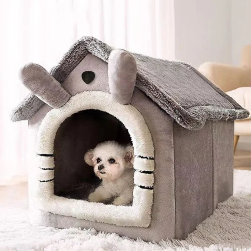 Casa para Mascotas Todas las Estaciones – Cama Suave y Lavable con Cojín Removible