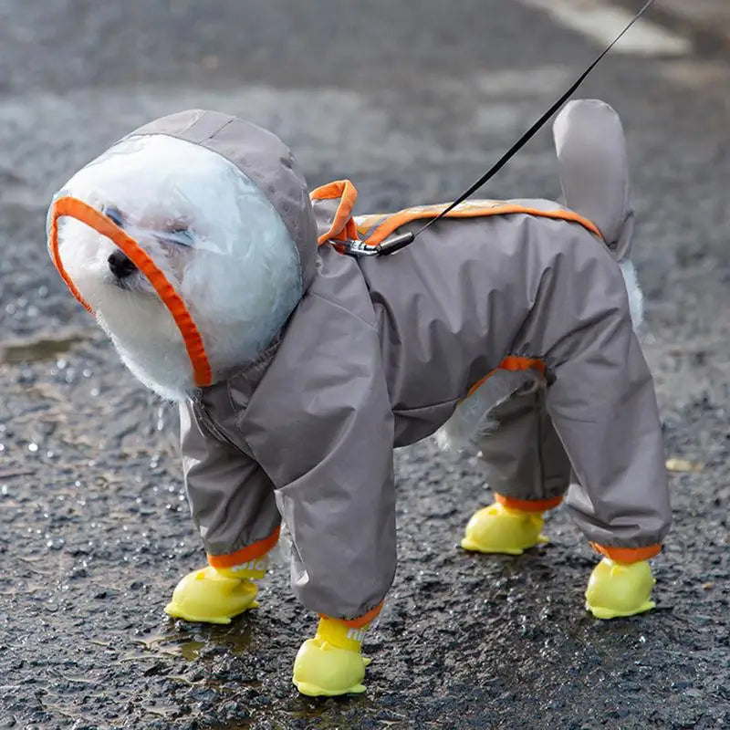 Poncho de lluvia para cachorros, impermeable con capucha para perros, ropa impermeable portátil para mascotas, abrigo de lluvia para perros para protección al aire libre