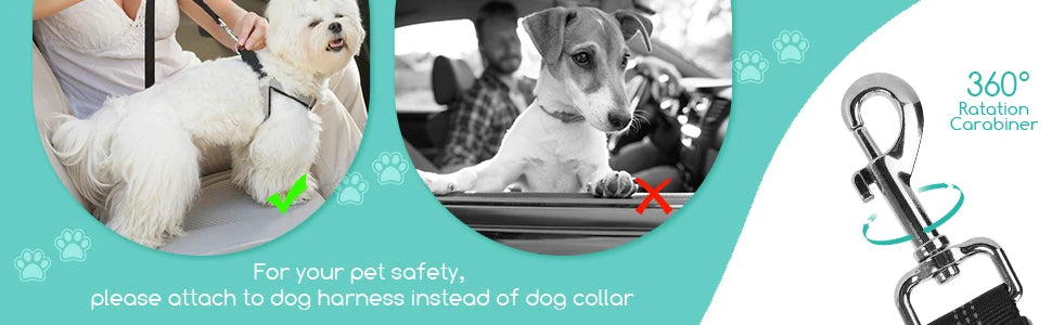 Cinturón de seguridad para coche para perros (2 unidades), arnés para perros con elástico reflectante.