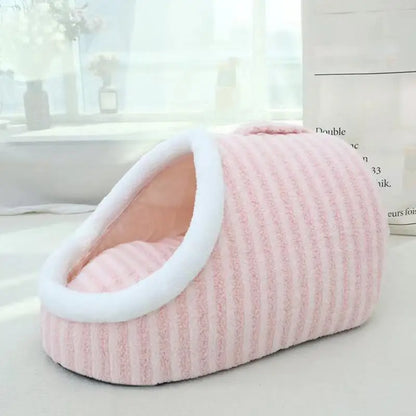 Cueva para gatos de interior, cama cueva para gatos medianos y grandes, cómoda pantufla para mascotas de interior, acogedora cama escondida para mascotas, linda cama cubierta para gatos con