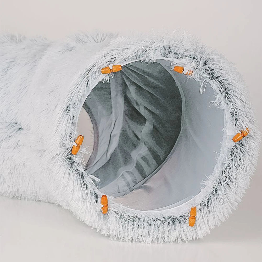 Cama y túnel para gatos de invierno suave y divertido, cueva plegable para gatos para dormir profundamente, proporciona calidez y comodidad para gatos, perros pequeños y mascotas.