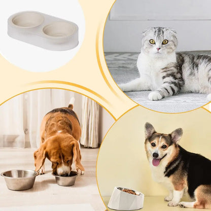 Cat Food And Water Bowl Set Dog Cat Food Water Dishes Set Cat Feeding Bowls Double Cat Bowl 2-in-1 Pet Food And Water Feeder
