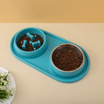 Diseño Tazones dobles Multifuncional Comida para perros para gatos Tazón de alimentación lenta Comederos para mascotas