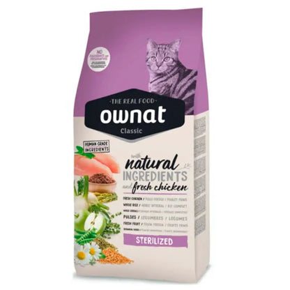 Pienso para gatos Ownat Classic de pollo esterilizado (1,5 kg/4 kg/15 kg)