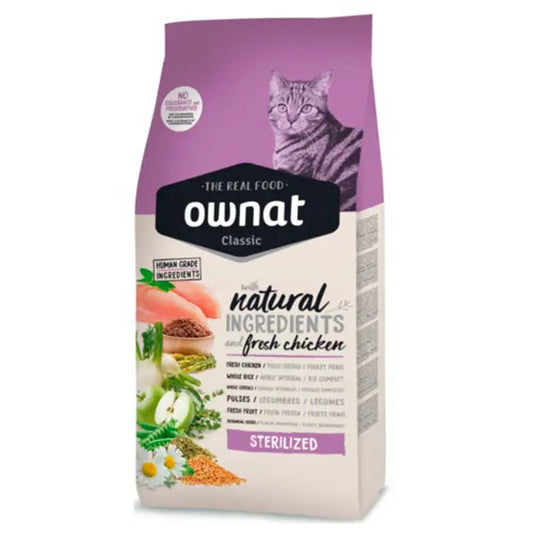 Pienso para gatos Ownat Classic de pollo esterilizado (1,5 kg/4 kg/15 kg)