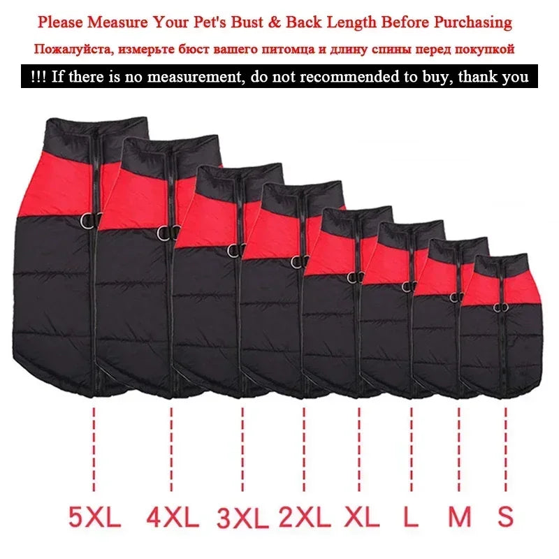 Chaleco impermeable para perros y cachorros, ropa cálida de invierno para perros, chaleco acolchado con cremallera trasera, abrigo para perros pequeños, medianos y grandes.