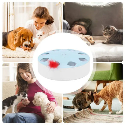 Juguete de plumas para gatos, juguete automático para golpear gatos, juguetes interactivos recargables con 7 agujeros, juguetes para gatitos, juegos para gatos, juguete de plumas