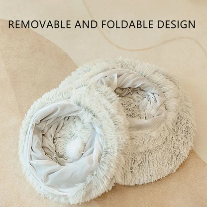 Cama y túnel para gatos de invierno suave y divertido, cueva plegable para gatos para dormir profundamente, proporciona calidez y comodidad para gatos, perros pequeños y mascotas.