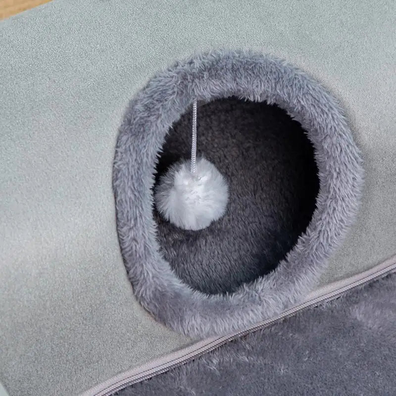Túnel para gatos de interior, camas extraíbles, lavables, cueva para gatos en forma de U, suministros para mascotas, sofá de temporada con pelota de peluche.