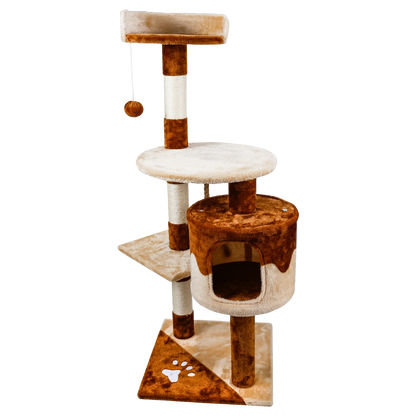 Árbol rascador para gatos, poste rascador para gatos. Medidas: 60 x 56,5 x 111,5 cm. Color: beige/marrón.