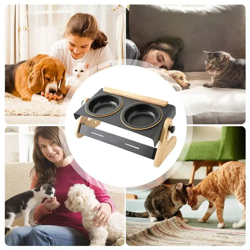 Cuencos elevados para perros Camping Cuenco elevado para perros Tazón para perros ajustable en 4 alturas para perros y gatos Acampar al aire libre