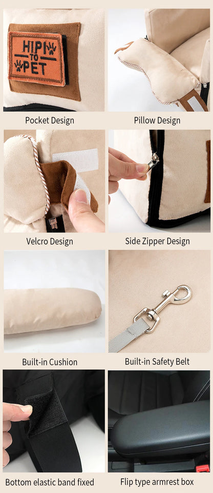 Asiento de Seguridad Portátil para Mascotas – Cama de Viaje para Perros y Gatos