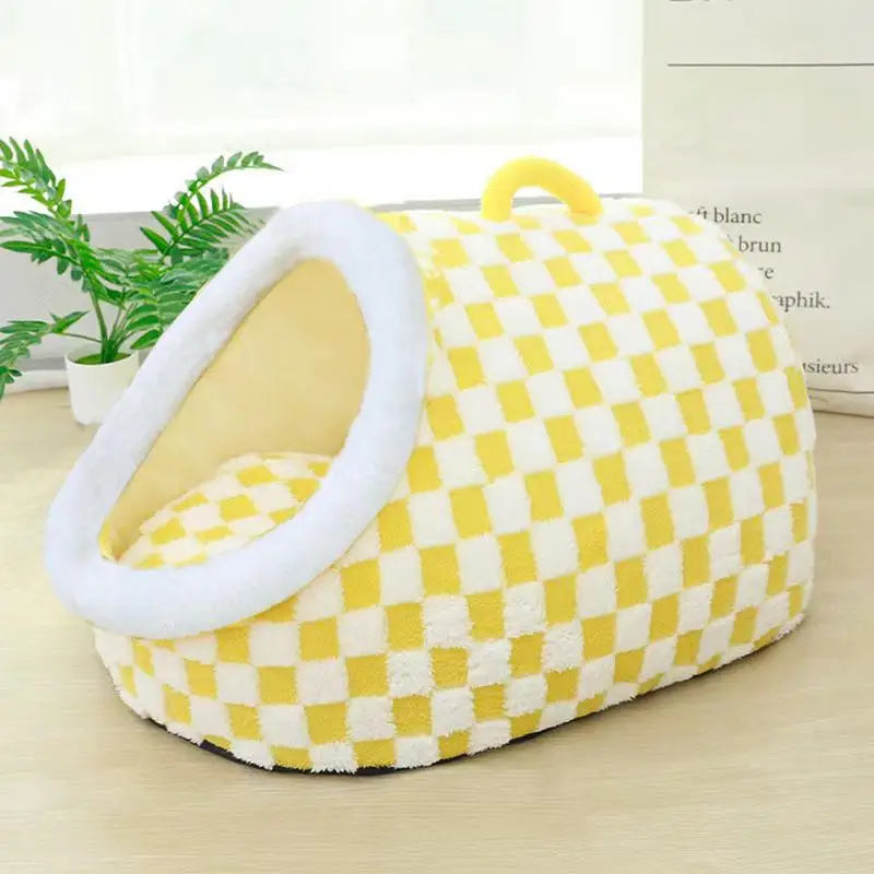 Cueva para gatos de interior, cama cueva para gatos medianos y grandes, cómoda pantufla para mascotas de interior, acogedora cama escondida para mascotas, linda cama cubierta para gatos con