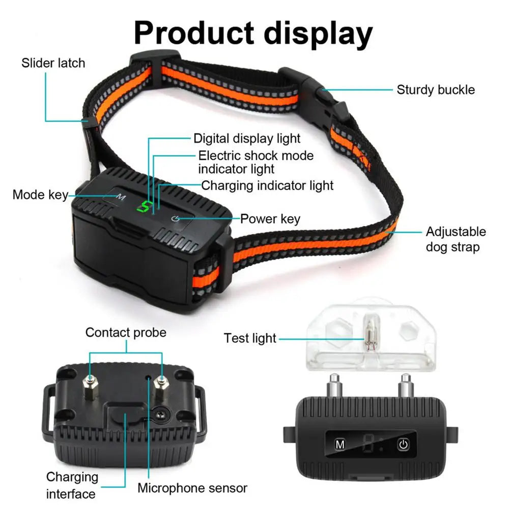 Electronic Pet Training Collar Dog Shock Collars With Multiple Training Modes E Collar Bark Training Collar For All Breeds