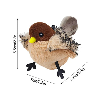 Pájaro volador con plumas de hierba gatera, realista, interactivo, suave y acogedor, para todas las razas.