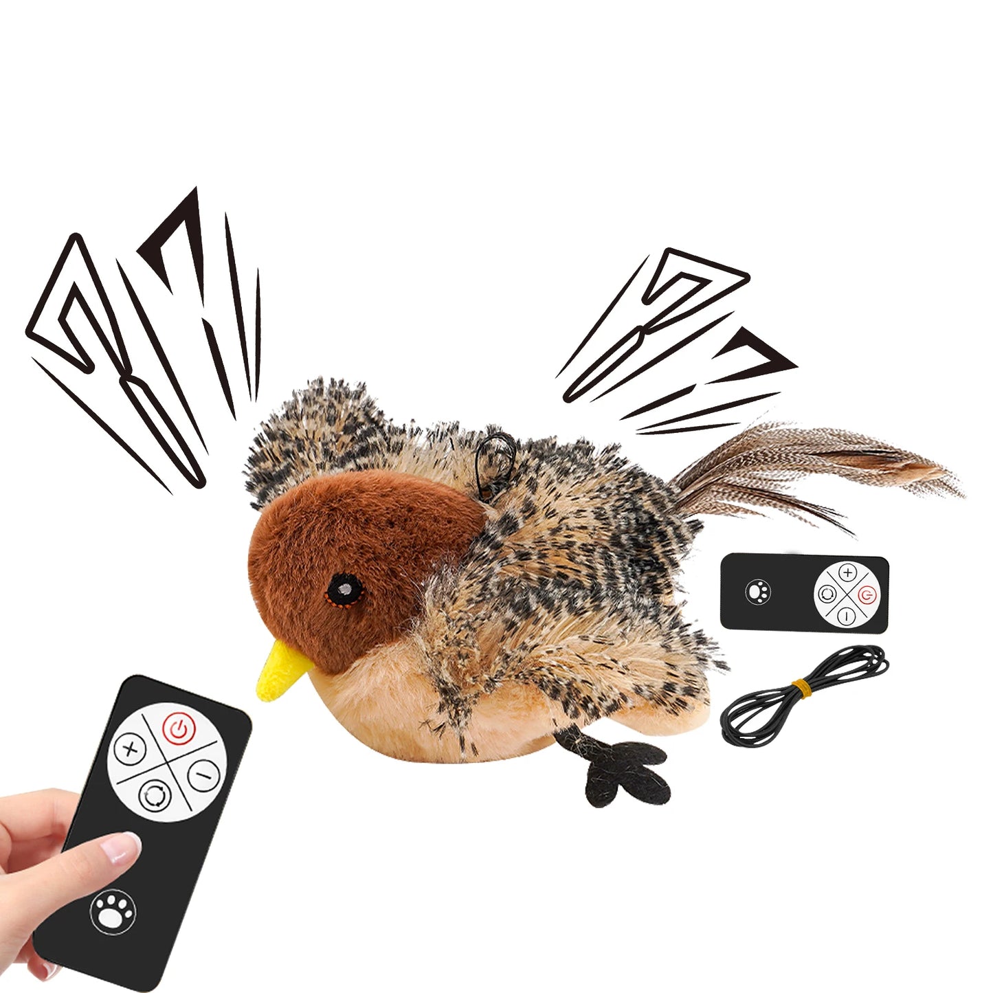 Juguete de pájaro cantor simulado con control remoto, juguete de peluche para gato, juguete interactivo con plumas para gato y pájaro, Melodys Chaser para gatitos.