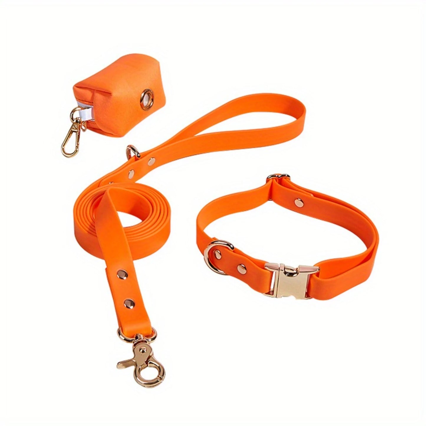 Correa y collar impermeables para perros - Envoltura de PVC, ajustable, fácil de limpiar - Perros pequeños, medianos y grandes