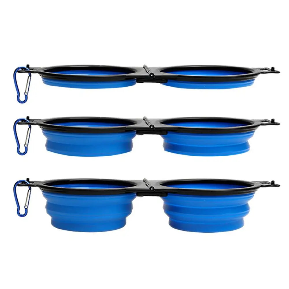 Comedero plegable para perros, comedero doble plegable para perros, comedero lento para mascotas con clips de bloqueo para caminar.