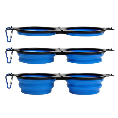 Comedero plegable para perros, comedero doble plegable para perros, comedero lento para mascotas con clips de bloqueo para caminar.