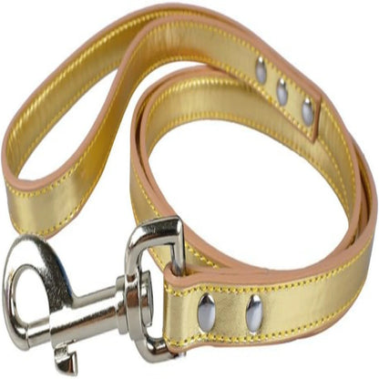 Correa para perros de cuero PU dorado, elegante, cómoda y moderna - Correa confiable y duradera para caminar y entrenar - Asegúrese