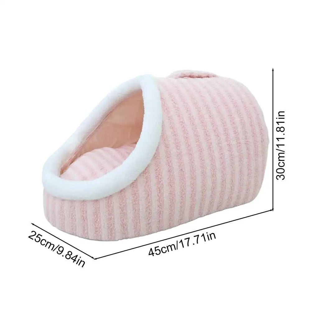 Cueva para gatos de interior, cama cueva para gatos medianos y grandes, cómoda pantufla para mascotas de interior, acogedora cama escondida para mascotas, linda cama cubierta para gatos con