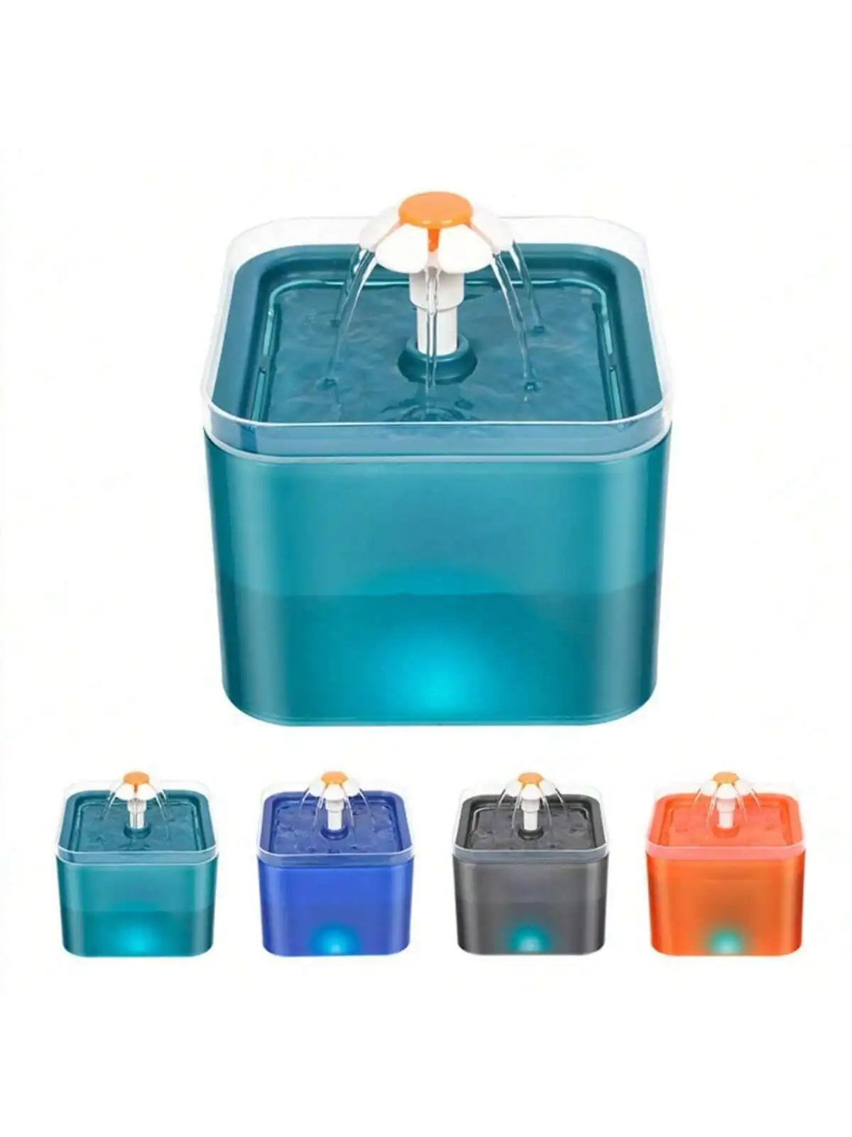 Fuente de agua para gatos LED ultra silenciosa de 2 l: filtrada, alimentada por USB, automática