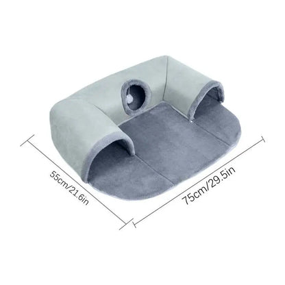 Túnel para gatos de interior, camas extraíbles, lavables, cueva para gatos en forma de U, suministros para mascotas, sofá de temporada con pelota de peluche.