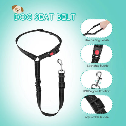 Cinturón de seguridad para coche para perros (2 unidades), arnés para perros con elástico reflectante.