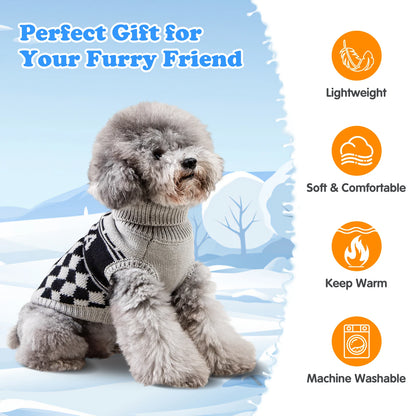 Suéter para perros pequeños, suéter elástico con cuello alto, suéter para perros pequeños