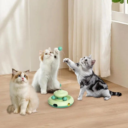 Juguete automático para gatos con pista de pelota, no necesita pilas, estimulación mental, emocionantes suministros para mascotas, varita para buscar agujeros