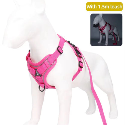 Arnés de tiro para perros, chaleco reflectante ajustable de colores únicos, con asa de entrenamiento suave, clips de plástico, tamaño pequeño, mediano y grande.