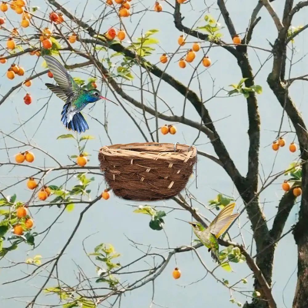 Hand Woven Bird Nest for Outdoors Hummingbird House Hanging Bird House Bird Cage Resting Place Wall-Mounted Outdoor Birdhouse