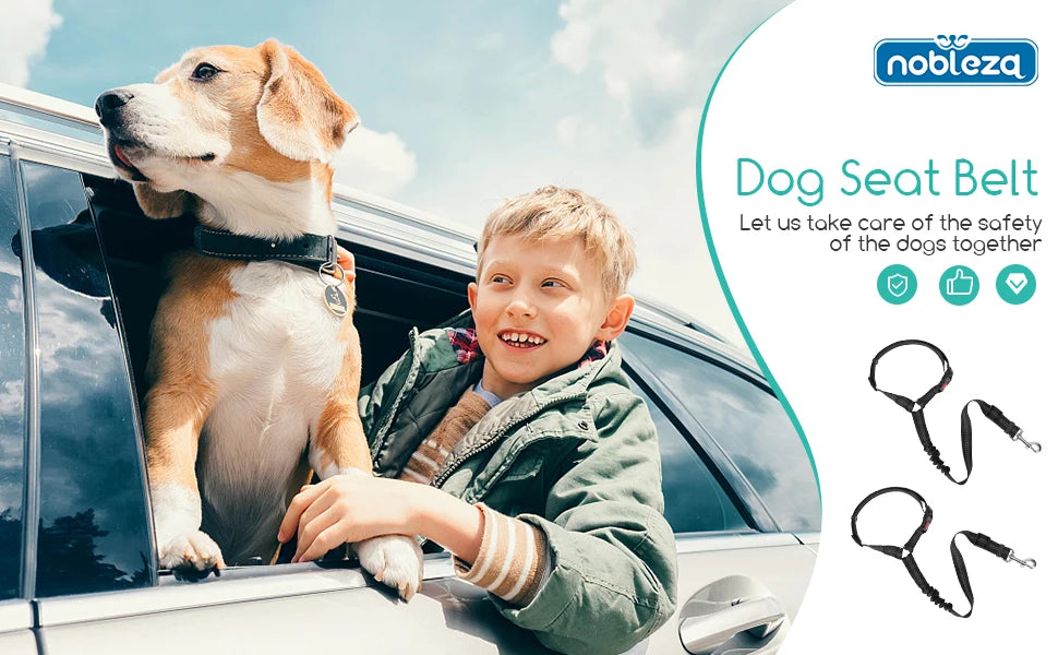 Cinturón de seguridad para coche para perros (2 unidades), arnés para perros con elástico reflectante.