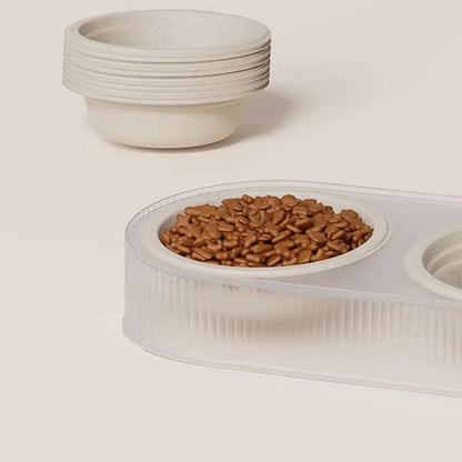Cat Food And Water Bowl Set Dog Cat Food Water Dishes Set Cat Feeding Bowls Double Cat Bowl 2-in-1 Pet Food And Water Feeder