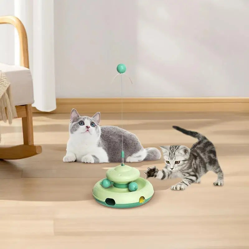 Juguete automático para gatos con pista de pelota, no necesita pilas, estimulación mental, emocionantes suministros para mascotas, varita para buscar agujeros