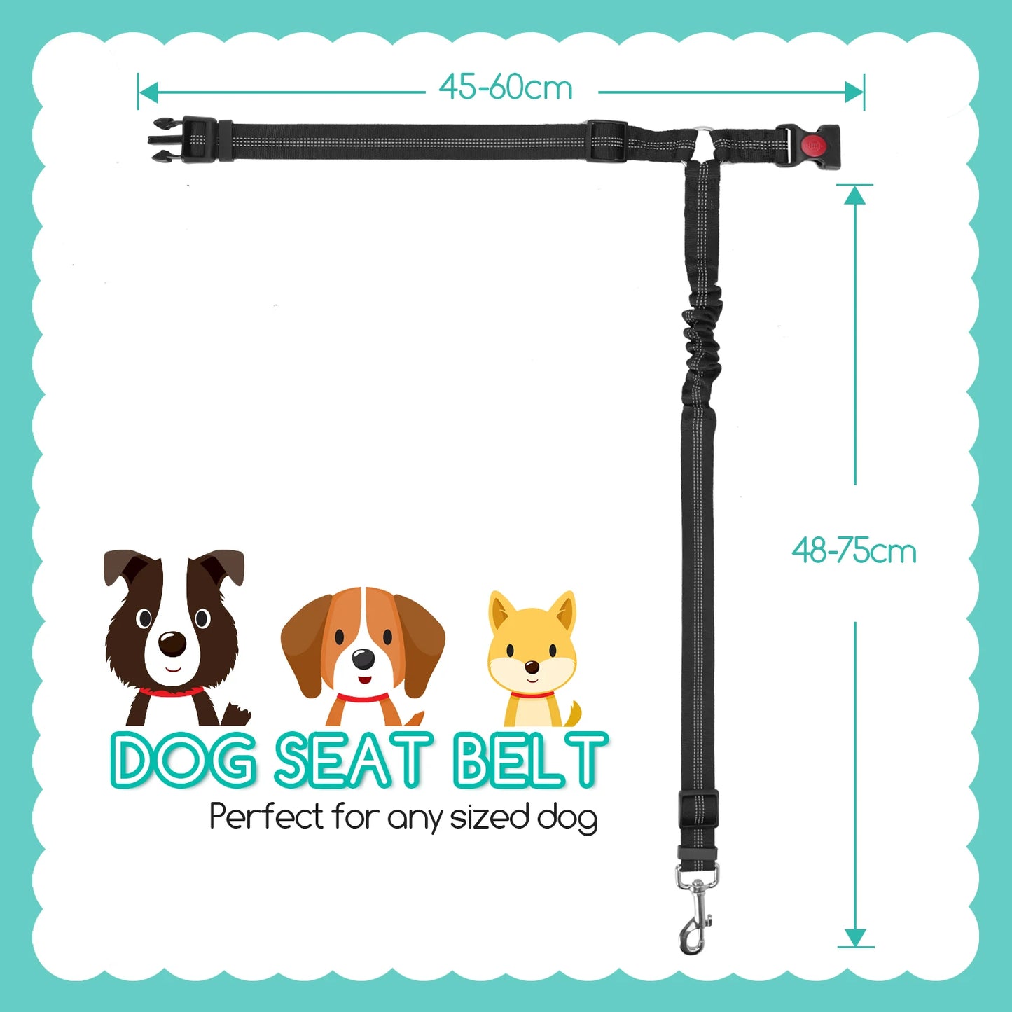 Cinturón de seguridad para coche para perros (2 unidades), arnés para perros con elástico reflectante.