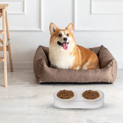 Cat Food And Water Bowl Set Dog Cat Food Water Dishes Set Cat Feeding Bowls Double Cat Bowl 2-in-1 Pet Food And Water Feeder