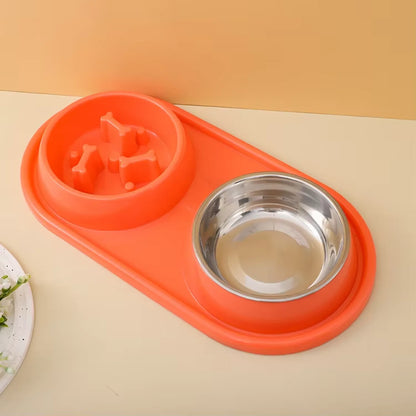 Diseño Tazones dobles Multifuncional Comida para perros para gatos Tazón de alimentación lenta Comederos para mascotas