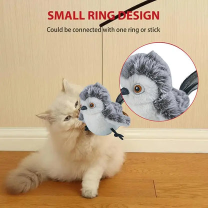 Pájaro volador con plumas de hierba gatera, realista, interactivo, suave y acogedor, para todas las razas.