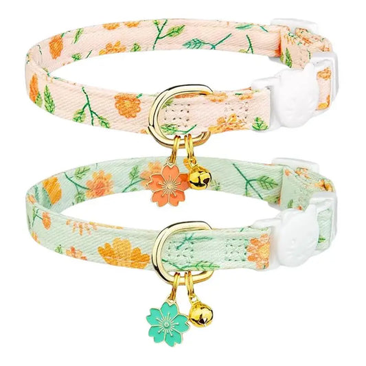 Collar de seguridad con bonito colgante de flores, ajustable, para niños pequeños y gatos, para exteriores