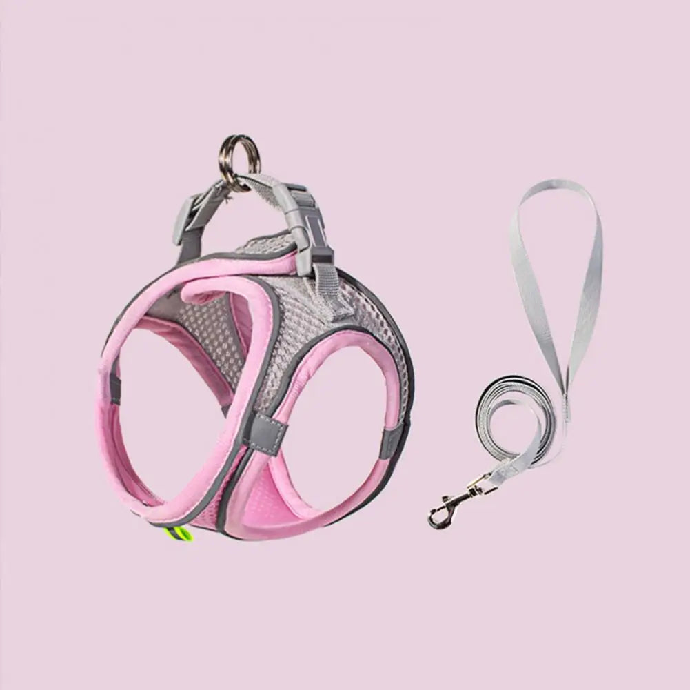 Adjustable Pet Harness Breathable Mesh Pet Vest Harness with Leash Adjustable Buckle for Small Dogs Cats Reflective for Safety