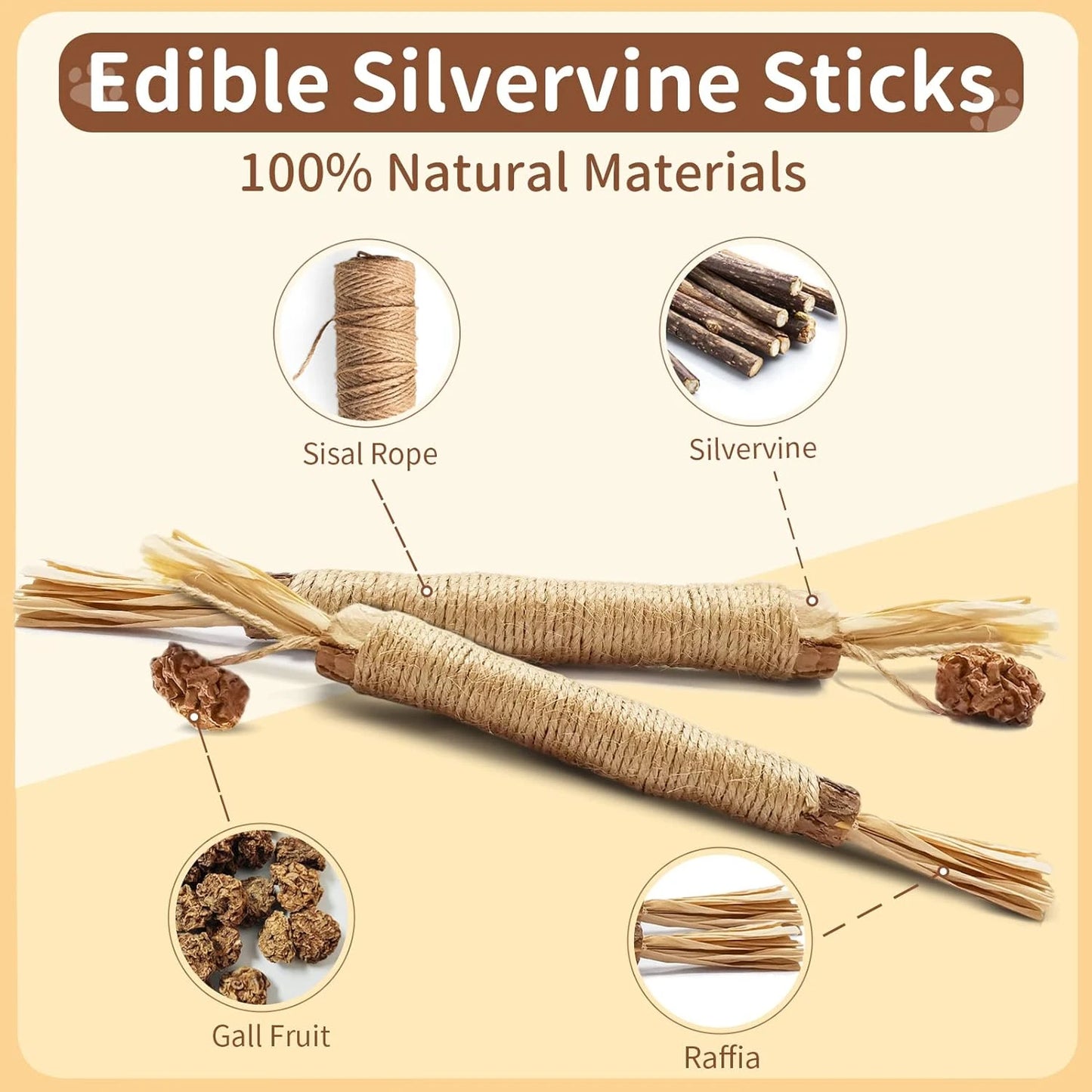 Emocionante juego de juguetes masticables Matatabi Silvervine de alta calidad para gatos de interior: palitos masticables naturales ideales para la limpieza dental.