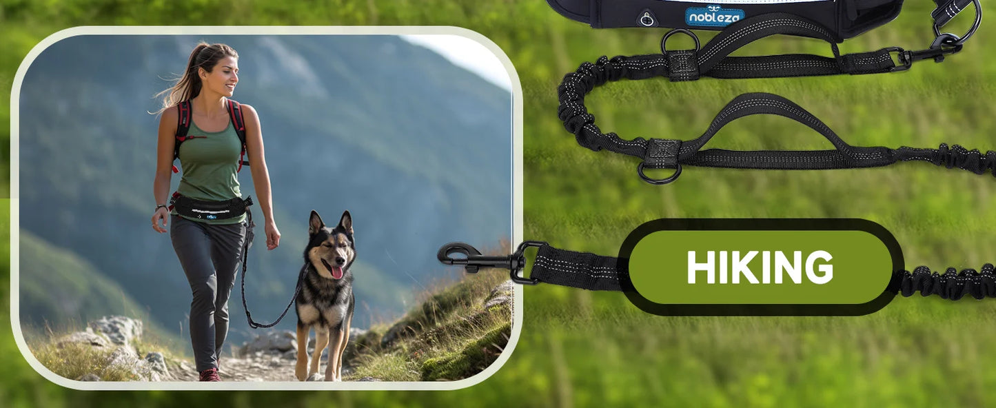 Correa elástica de bolsillo para perros, manos libres, correa retráctil con doble cuerda elástica.