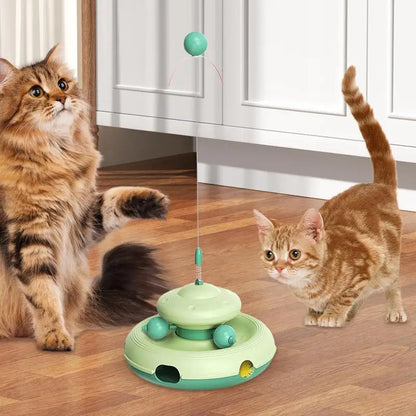 Juguete automático para gatos con pista de pelota, no necesita pilas, estimulación mental, emocionantes suministros para mascotas, varita para buscar agujeros