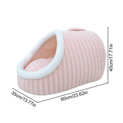 Cueva para gatos de interior, cama cueva para gatos medianos y grandes, cómoda pantufla para mascotas de interior, acogedora cama escondida para mascotas, linda cama cubierta para gatos con
