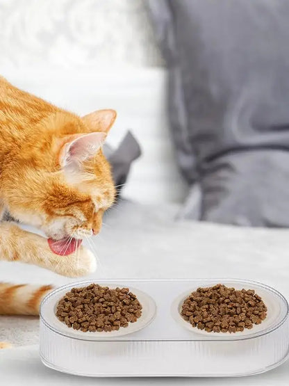 Cat Food And Water Bowl Set Dog Cat Food Water Dishes Set Cat Feeding Bowls Double Cat Bowl 2-in-1 Pet Food And Water Feeder