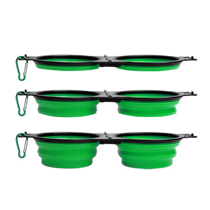 Comedero plegable para perros, comedero doble plegable para perros, comedero lento para mascotas con clips de bloqueo para caminar.