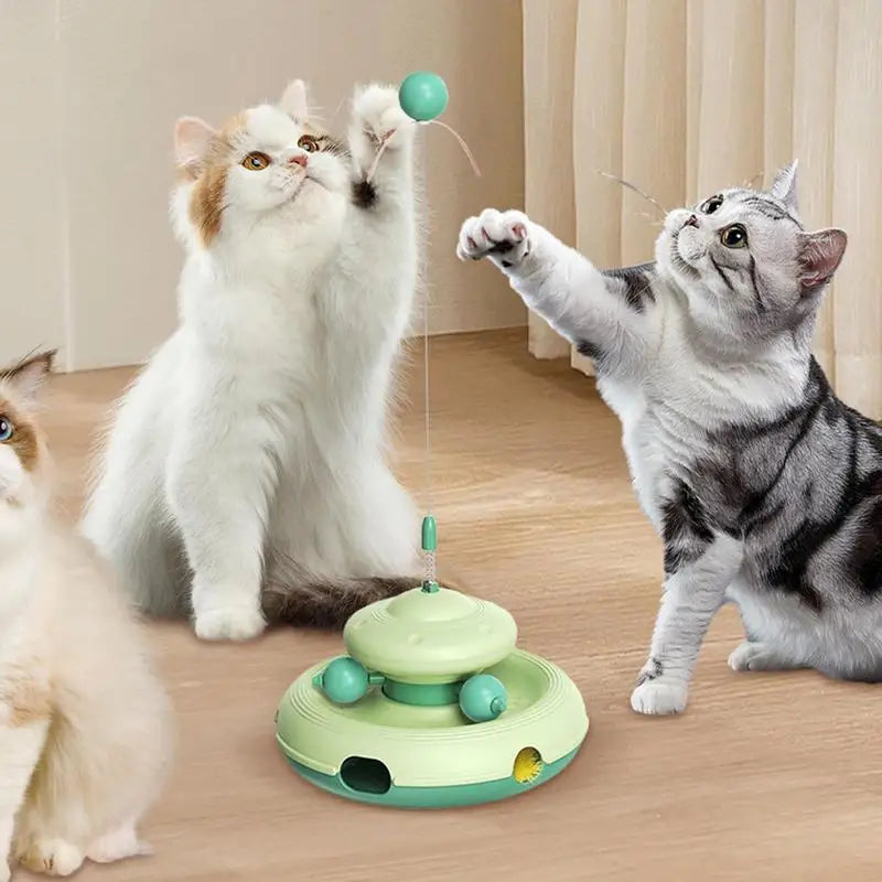 Juguete automático para gatos con pista de pelota, no necesita pilas, estimulación mental, emocionantes suministros para mascotas, varita para buscar agujeros